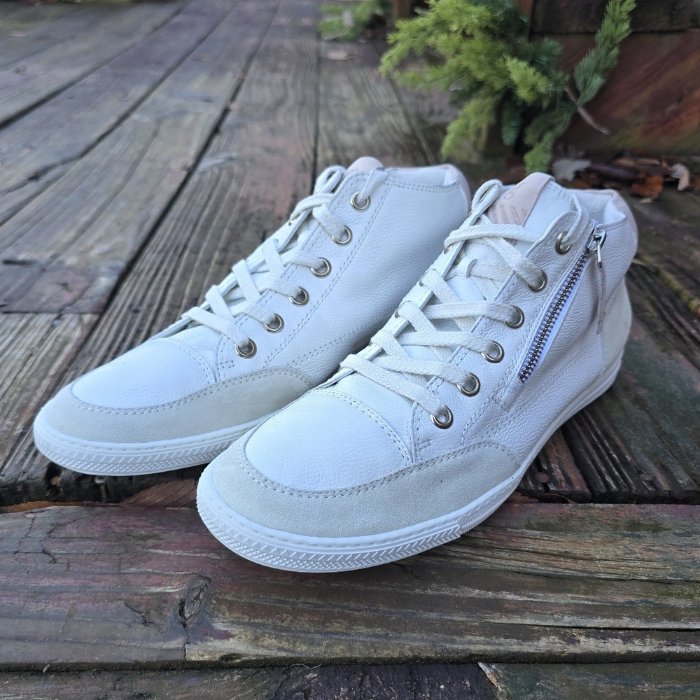 Paul Green, Womens Felicity, Ice White Leather, High Top Sneakers, Sz 9UK/11.5US